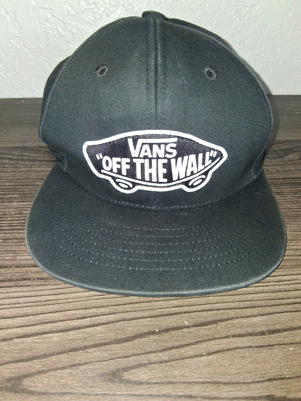 Vans Off The Wall Snapback Hat Black Embroidered Skate Baseball Cap VN000AXTBLK